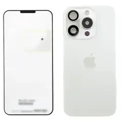 Back Glass With Steel Plate With Wireless NFC Charging MagSafe Magnet &amp; Flashlight Flex Compatible For IPhone 15 Pro (Genuine OEM) (Titanium White)